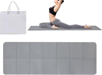 Opvouwbare Yogamat - Trainingsmat - Thuis trainen - Waterdicht TPE materiaal - 6 mm dik - Grijs