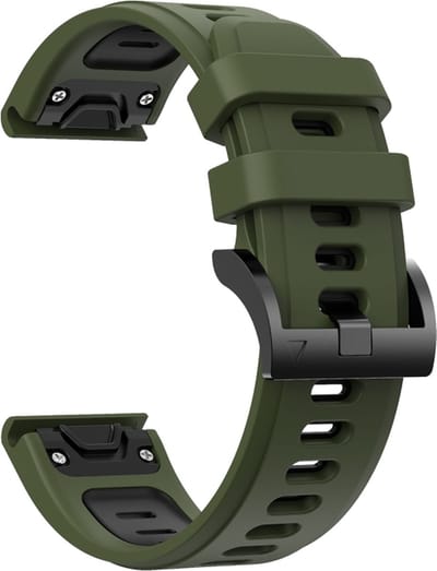 Siliconen bandje - geschikt voor Garmin Fenix 3 / 5X / 5X Plus / 6X / 6X Pro / 7X / 7X Pro / 8 (51 mm) / Quatix 3 / 6X / Tactix (7) / Enduro (2) / Descent Mk1 / Mk2(i) / Mk3i 51 mm / D2 / Epix Pro Gen 2 51 mm - donkergroen-zwart