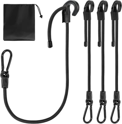 Verstelbare Spanning Rubber met Haken, Set van 4, 100 cm Latex Tensioners, Elastische Luggage Expander en Carabiner Haak, Multifunctionele Rubber Tensioner voor Reis en Outdoor Gebruik