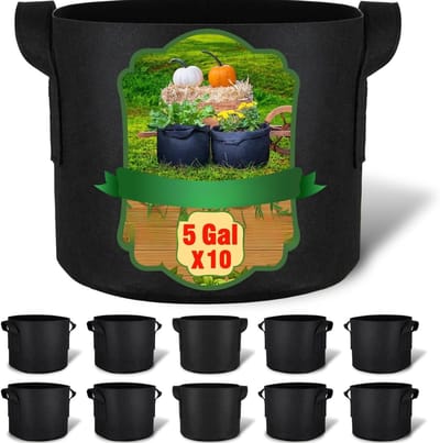 Famanu - 10-pak 5 gallon kweekt zakken, potten van de beluchtingsstof met handvatten