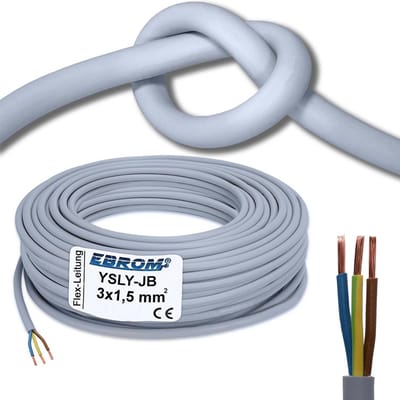 Zeer Flexibele Installatiekabel 5 Meter 3-aderig 1,5 mm² Grijs YSLY-JB