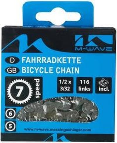 M-WAVE KETTING KMC 5/6/7 SPEED 1/2X3/32 116 SCHAKELS BLISTER