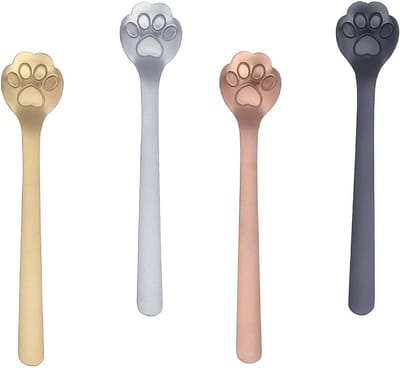 Set van 4 RVS Kattentanden Theelepels voor Koffie, Thee, Desserts en IJscreaties