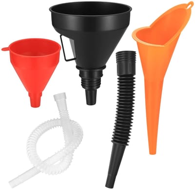 Dailygoods- Vultrechterset - Flexibele kunststof trechters - Autotrechter met filterscherm - Grote capaciteit - 3-delige set - Hoogwaardig materiaal - Trechter