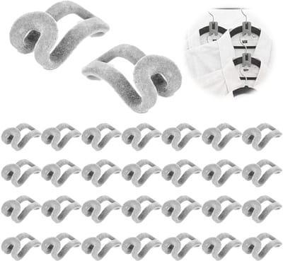NTH products- Kledinghangers - Set van 30 - Ruimtebesparend - Verbindingshaken - Hoogwaardig PP-flockmateriaal - ABS-kunststof - Geurloos