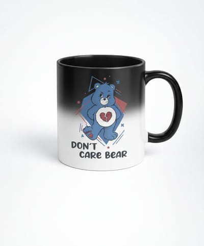 Don't Care Bear Magische Zwarte Mok - Gepersonaliseerde Hittegevoelige Koffiemok
