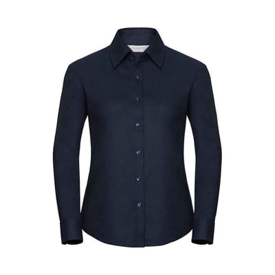 Russell Dames/Dames Oxford Easy-Care overhemd met lange mouwen (Heldere marine)