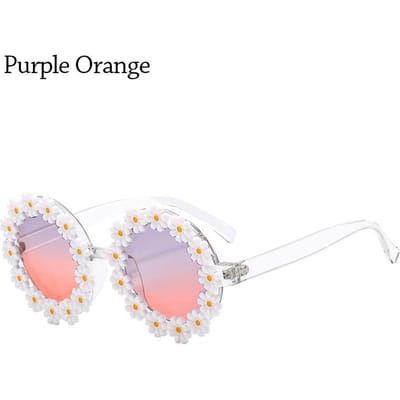 Lunettes de Soleil Festival Disco Daisy pour Adultes Lunettes pour Dames Lunettes de Soleil Fleur Lunettes de Soleil Circulaires Monture de Lunettes Monture