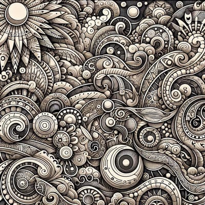 Doodle relief schilderij | Golvende gedachten: Abstracte kunst met reliëf in doodle-stijl gevat | Kunst - 60x60 centimeter op Canvas | Foto op Canvas