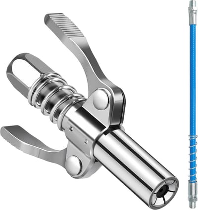 Grease Coupler voor Vetpers, Vet Spuitmondstuk met 30cm Slang, 10000 PSI Dubbelhandvat, Geschikt voor M6/M8/M10/M12/M14 Aansluitingen, Ideaal voor Onderhoud en Reparatie