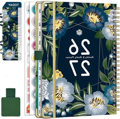 Weekly Planner A5 Spiral Schoolkalender 2026/2027 met Penring, Lesezeichen, Liniaal en Stickers voor Plannen (Juli 2026 - Juni 2027) - Groene Agenda voor Organisatie en Tijdbeheer