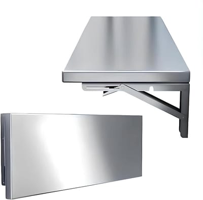 Inklapbare Wandtafel - Wandmontage Tafel - Ruimte Besparen - Roestvrij Staal - 70 x 30 cm - Zilver