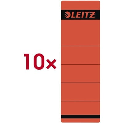 LEITZ® Rugetiketten, voor ordner met een rugbreedte van 80 mm, zelfklevend, 10 stuks, rood