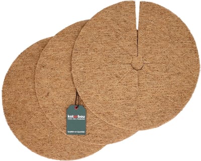 KOTARBAU® 3 stuks Kokosschijf, Kokosvezel, 37 cm, Bruin, Mulchschijf Kokos, voor Planten, Biologisch Afbreekbaar, Onkruidbescherming, Kokosschijven voor Planten