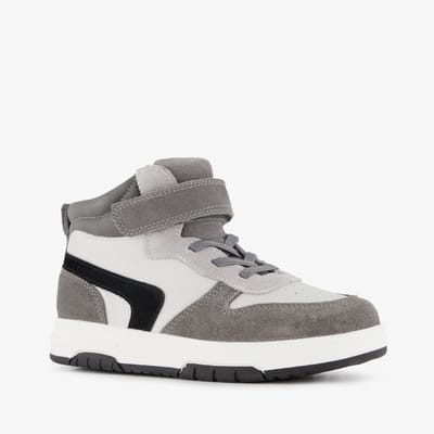Stap leren hoge jongens sneakers grijs wit - Maat 25