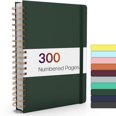 Lijn Spiraal Notitieboek B5 Harde Kaft met 300 Genummerde Pagina's en Inhoudsopgave