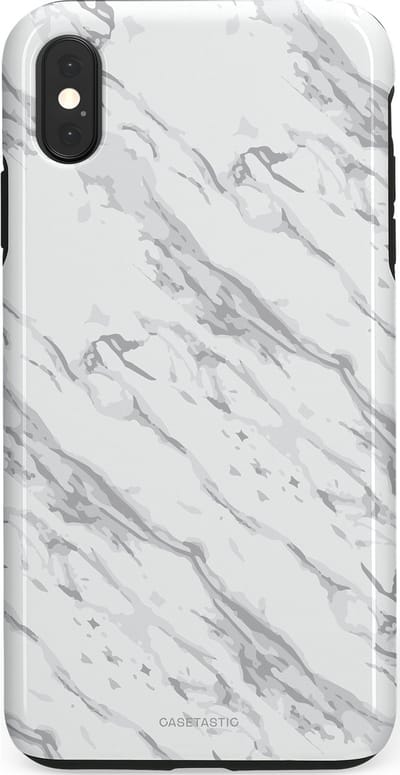 Casetastic hoesje geschikt voor Apple iPhone XS Max - Dubbellaagse bescherming - Arctisch Marmer - Fashion Case - Wit Lichtgrijs