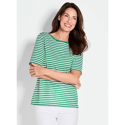 Gestreept shirt van viscose-jersey - groen / wit / gestreept - Gr. 44 van Goldner Fashion