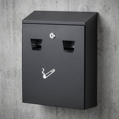 Cheqo® Wandasbak Zwart - Asbak voor Buiten - Buitenasbak - Muurasbak - Sigarettenasbak Afsluitbaar met Slot - Peukenzuil - Peukenbak - Rookpaal - Wandmontage Hangend - Stormasbak - Weerbestendig voor Terras Horeca en Bedrijf