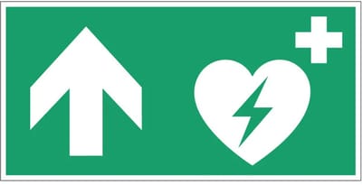 AED pijl boven sticker - E010 | 15 x 7,5 cm