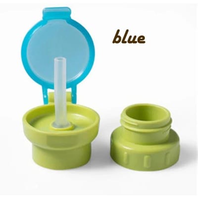 Bouchon de bouteille d'eau anti-déversement pour enfants, bouteille d'eau gazeuse, couvercle à visser avec paille, bouchon à bec verseur pour boisson sûre bleu