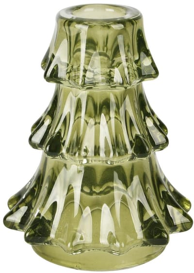 Dekoratief | Kaarsenhouder boompje, groen, glas, 9x9x11cm | A255530