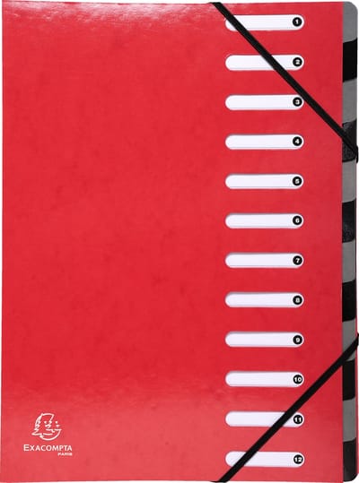 Exacompta 6x IDERAMA® Harmonika Sorteermap - 12 indelingen - Rood - 53925E