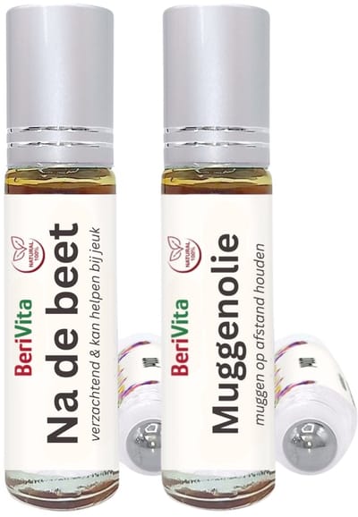 Combinatieset: Muggen Olie Roller 10ml en Na de Beet Muggen Roller 10ml - Set met Afwerende Muggenolie, zonder DEET + Na De Beet Roller, Verzachtend bij Muggenbulten en Insectenbeten