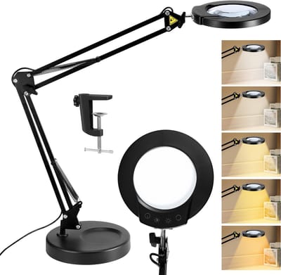Unyqoos® Verstelbare LED Vergrootglaslamp met Klem voor Hobby's en Handwerken