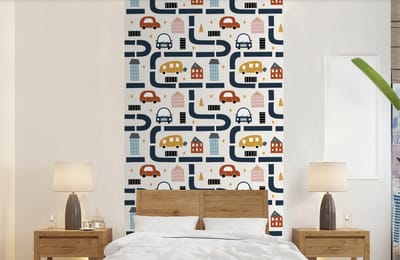 Behang - Fotobehang Design - Jongens - Auto - Kinderen - Breedte 120 cm x hoogte 240 cm