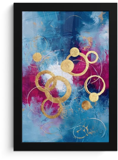 Poster in lijst - Fotolijst 20x30 cm - Posters - Cirkels - Goud - Abstract - Posterlijst zwart - Decoratie - Wanddecoratie woonkamer - Muurdecoratie slaapkamer