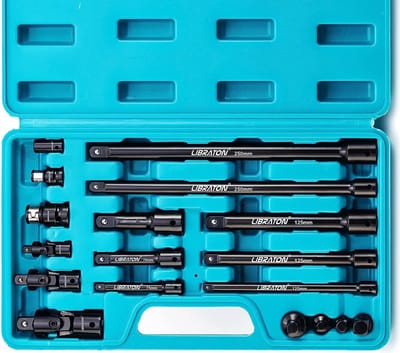 Verlengset voor steeksleutels en socketadapters, 18-delig, universele verbindingen, professionele accessoires