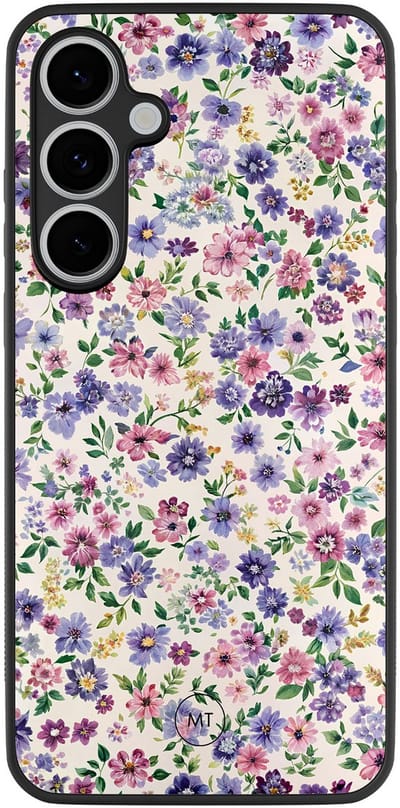 Hoesje geschikt voor Samsung Galaxy S24 FE - Paarse bloemen - TPU Hard Case Backcover - Paars - Mooie Telefoonhoesjes
