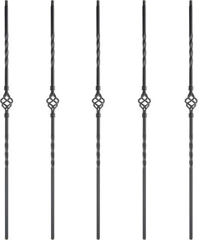 Vierkante Trap Balusters 1/2 Inch Staal Zwart (5 Stuks) - Voor Binnen Trappen en Balustrades