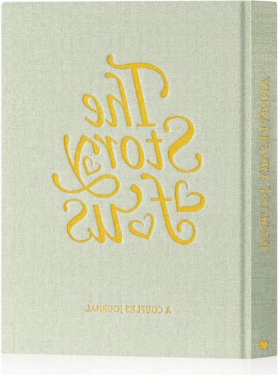 Huwelijksverjaardag Journal - Ons Liefdesverhaal, Linnen Geheugenboek voor Bruidsparen, 190 Pagina's voor Herinneringen en Notities