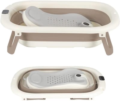 OHMG Opvouwbaar babybad, opvouwbaar babybad met kussen voor babybad, babybadverkleiner, babybad van 0 tot 36 maanden, draagbaar babybad