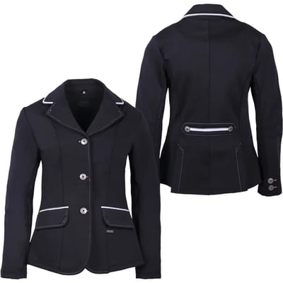 QHP Wedstrijdjas Coco Kids Zwart/Grijs/Wit - 128