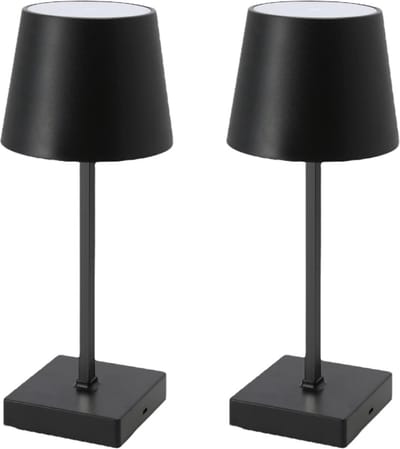 LED Tafellamp - 2 Stuks - Zwart - USB Oplaadbaar - Draadloos - Touch Schakelaar - Aluminium - Dimbaar - Industrieel