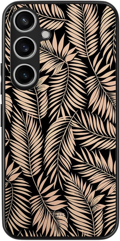 Hoesje geschikt voor Samsung Galaxy A55 - Palm silhouette - TPU Hard Case Backcover - Zwart, Bruin - Mooie Telefoonhoesjes