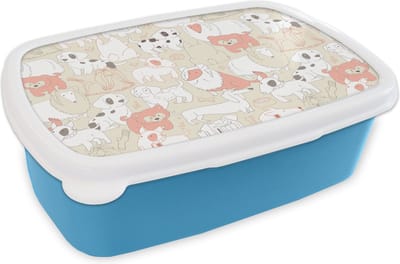 Broodtrommel Blauw - Lunchbox - Brooddoos - Patronen - Hond - Hondenvoer - Jongens - Meisjes - Kinderen - Kind - 18x12x6 cm - Kinderen - Jongen