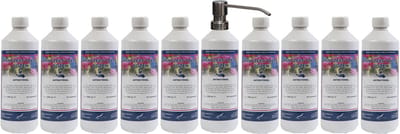 Handzeep Crème Rozen 500 ml - set van 10 stuks - met gratis RVS zilverkleurige pomp - Voordeelverpakking