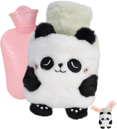Kruik - Warmwaterkruik - Kruik met hoes - Warmwaterkruik kinderen - Warmwaterkruik met siliconen hoes - Mini-pluche - veilig en duurzaam - recyclebaar voor de winter - Voor dames - Heren en kinderen - Wit en zwart