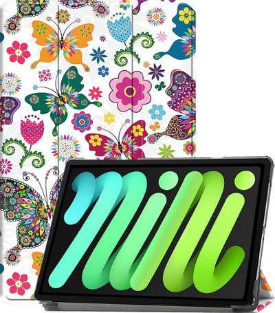 Hoesje Geschikt voor Apple iPad Mini 7 (2024) - 8.3 inch - 7e Generatie - Dun & Stevig - Trifold Bookcase - Hard Cover - Hardcover Book Case - Tablet Hoes - Vlinders