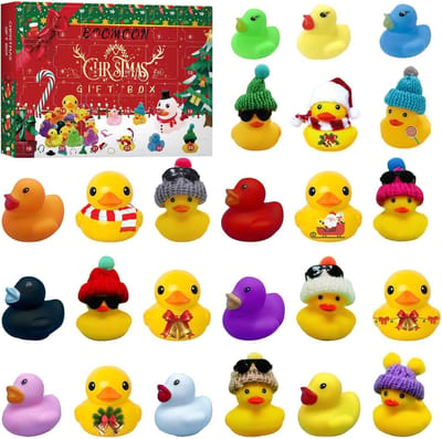 Adventskalender 2025-24 Dagen Aftellen Naar Kerstmis Kalender-24 Stuks Kersteenden Badspeelgoed Adventskalender-rubberen eenden badspeelgoed baby-adventskalender-vol geheimen-schattig-gemakkelijk te reinigen