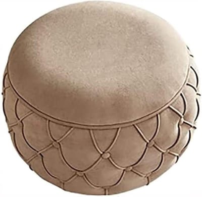 Moderne fluwelen ronde opbergpoef met schoenenvak - bruin (19x19x17")