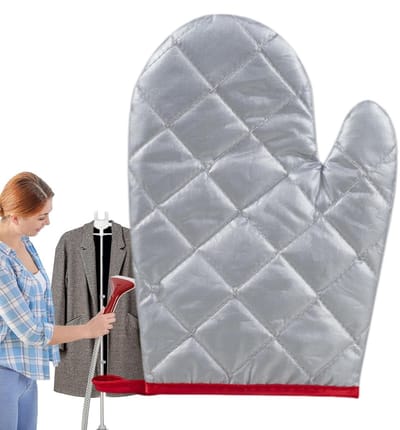 Strijkhandschoen Kledingstomer - Hittebestendig Stoom Accessoire - Bescherming Handen - Aluminium Keramische Coating - 23 x 13 cm - Zilver