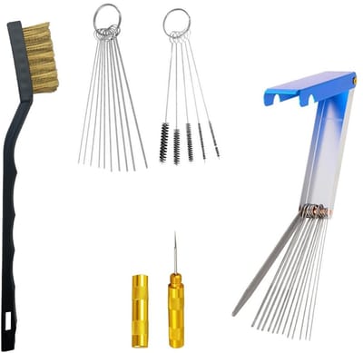 Dailygoods- Reinigingsset Complete Set - 13 Draden - 10 Naalden - 5 Nylon Borstels - 1 Staalborstel - Duurzaam Roestvrij Staal - Carburateurreiniger