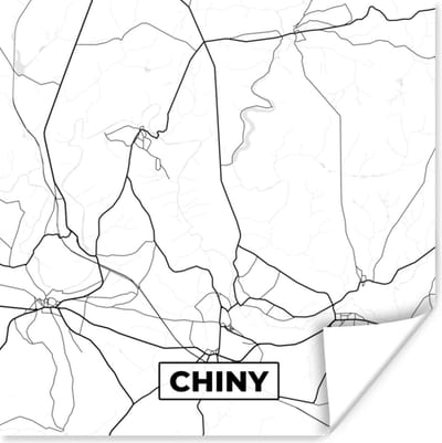 Poster België – Chiny – Stadskaart – Kaart – Zwart Wit – Plattegrond - 100x100 cm XXL