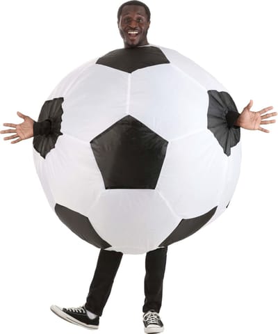 KIMU® Opblaas Kostuum Voetbal - Opblaasbaar Pak - Voetbalpak Mascotte Opblaaspak - Opblaasbare Bal Volwassenen Dames Heren Festival
