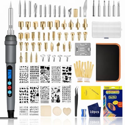 NBAP® Houtbrander Set - Pyrografie voor Hobby - Soldeerbout-Grijs